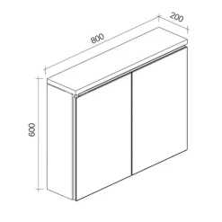 Badplaats Badkamerkast Paso 80 x 20 x 60 cm - Eiken - Spiegelkast Badkamer