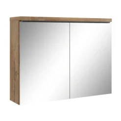 Badplaats Badkamerkast Paso 80 x 20 x 60 cm - Bruin Eiken - Spiegelkast Badkamer