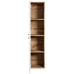 Badplaats Badkamerkast Saturnus 35 x 35 x 130 cm - Eiken met Wit - Hangende