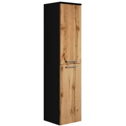 Badplaats Badkamerkast Saturnus 35 x 35 x 130 cm - Eiken met Zwart - Hangende