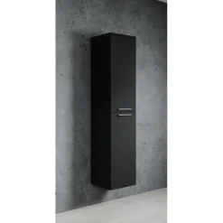 Badplaats Badkamerkast Venus 30 x 30 x 160 cm - Zwart - Hangende Kolomkast met