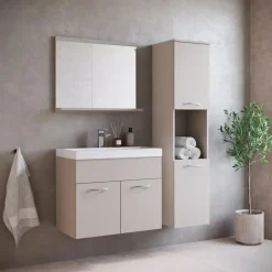 Badplaats Badkamermeubel Set Montreal 60 x 35 cm - Beige - Badmeubel met spiegel