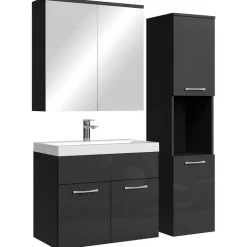 Badplaats Badkamermeubel Set Montreal 60 cm - Zwart Hoogglans - Badmeubel met