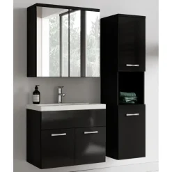 Badplaats Badkamermeubel Set Montreal 60 cm - Zwart Hoogglans - Badmeubel met