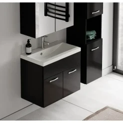 Badplaats Badkamermeubel Set Montreal 60 cm - Zwart Hoogglans - Badmeubel met