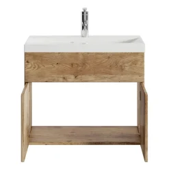 Badplaats Badkamermeubel Montreal 60 x 35 cm – Kastanje Eiken – Wastafel met