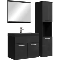 Badplaats Badkamermeubel Set Montreal 60 x 35 cm - Hoogglans Zwart - Badmeubel