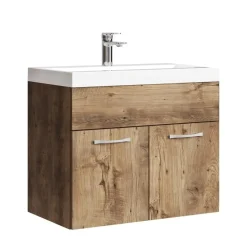 Badplaats Badkamermeubel Montreal 60 x 35 cm – Bruin Eiken – Wastafel met