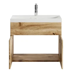 Badplaats Badkamermeubel Montreal 60 x 35 cm – Eiken – Wastafel met Onderkast