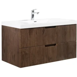 Badplaats Badkamermeubel Set Thermis 100cm - Walnoot Bruin - Badmeubel met