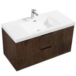 Badplaats Badkamermeubel Set Thermis 100cm - Walnoot Bruin - Badmeubel met