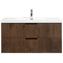 Badplaats Badkamermeubel Set Thermis 100cm - Walnoot Bruin - Badmeubel met