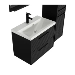 Badplaats Badkamermeubel Set Etna 60 cm – Mat Zwart – Hangend Badmeubel met