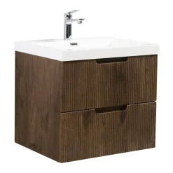 Badplaats Badkamermeubel Set Thermis 60cm - Walnoot Bruin - Badmeubel met