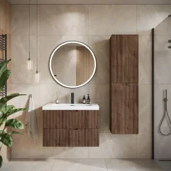 Badplaats Badkamermeubel Set Thermis 60cm - Walnoot Bruin - Badmeubel met