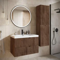 Badplaats Badkamermeubel Set Thermis 60cm - Walnoot Bruin - Badmeubel met