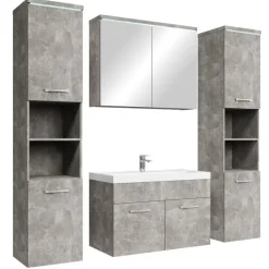 Badplaats Badkamermeubel Set Paso XL 80 x 40 cm - Beton Grijs - Badmeubel met