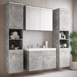 Badplaats Badkamermeubel Set Paso XL 80 x 40 cm - Beton Grijs - Badmeubel met