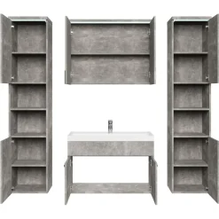 Badplaats Badkamermeubel Set Paso XL 80 x 40 cm - Beton Grijs - Badmeubel met