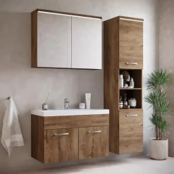 Badplaats Badkamermeubel Set Paso 80 x 40 cm - Bruin Eiken - Badmeubel met