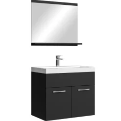 Badplaats Badkamermeubel Montreal Set 02 60 x 35 cm - Mat zwart - Badmeubel met
