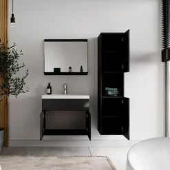 Badplaats Badkamermeubel Set Montreal 60 x 35 cm - Zwart Hoogglans - Badmeubel