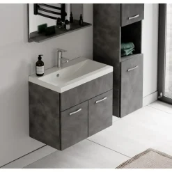 Badplaats Badkamermeubel Montreal 60 x 35 cm – Donker Grijs – Wastafel met