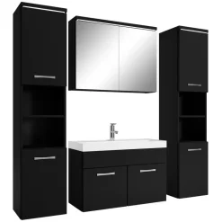 Badplaats Badkamermeubel Set Paso XL 80 cm - Mat Zwart - Badmeubel met