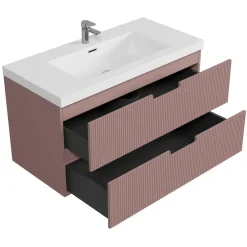 Badplaats Badkamermeubel Set Thermis 100cm - Roze - Badmeubel met Wastafel