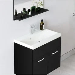 Badplaats Badkamermeubel Montreal 60 x 35 cm – Zwart Hoogglans – Wastafel met