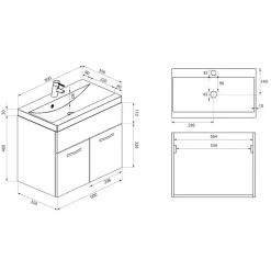 Badplaats Badkamermeubel Montreal 60 x 35 cm – Zwart Hoogglans – Wastafel met
