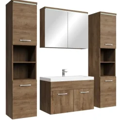 Badplaats Badkamermeubel Set Paso XL 80 x 40 cm - Bruin Eiken - Badmeubel met