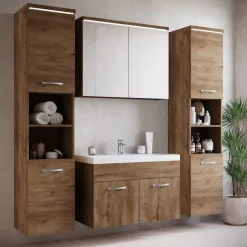 Badplaats Badkamermeubel Set Paso XL 80 x 40 cm - Bruin Eiken - Badmeubel met