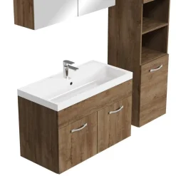 Badplaats Badkamermeubel Set Paso XL 80 x 40 cm - Bruin Eiken - Badmeubel met