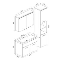 Badplaats Badkamermeubel Set Paso XL 80 x 40 cm - Bruin Eiken - Badmeubel met
