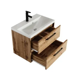 Badplaats Badkamermeubel Set Etna 01 60 cm – Eiken – Hangend Wastafelmeubel met