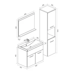 Badplaats Badkamermeubel Set Montreal 60 x 35 cm - Beton Grijs - Badmeubel met