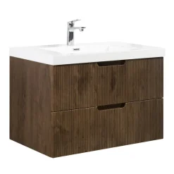 Badplaats Badkamermeubel Set Thermis 80cm - Walnoot Bruin - Badmeubel met