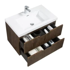 Badplaats Badkamermeubel Set Thermis 80cm - Walnoot Bruin - Badmeubel met