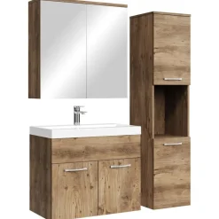 Badplaats Badkamermeubel Set Montreal 60 cm - Bruin Eiken - Badmeubel met