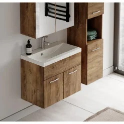 Badplaats Badkamermeubel Set Montreal 60 cm - Bruin Eiken - Badmeubel met