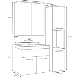 Badplaats Badkamermeubel Set Montreal 60 cm- Zwart Mat - Badmeubel met