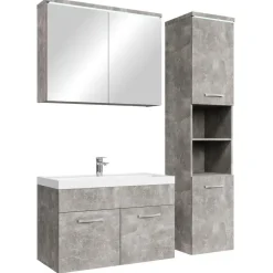 Badplaats Badkamermeubel Set Paso 80 x 40 cm - Beton Grijs - Badmeubel met