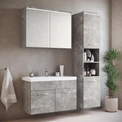 Badplaats Badkamermeubel Set Paso 80 x 40 cm - Beton Grijs - Badmeubel met