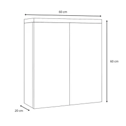 Badplaats Spiegelkast Toledo 60 x 20 x 60 cm - Zwart - Badkamerkast Badkamer
