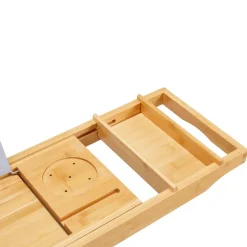 Badplank met Boekenhouder – Uitschuifbare Bad Brug – 75 tot 109 cm Breed