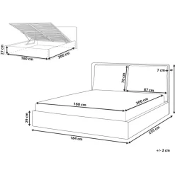 BAJONNA - Bed met opbergruimte - Beige - 160 x 200 cm - Fluweel