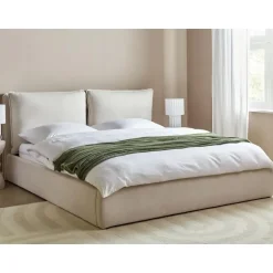 BAJONNA - Bed met opbergruimte - Lichtbeige - 180 x 200 cm - Polyester