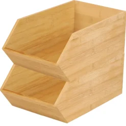 Bambou & Co Stapelbare opbergmand 1 vaks - 18x31x12 cm - bamboe