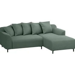 Bank Elsa met chaise longue rechts - stof Eden - saliegroen